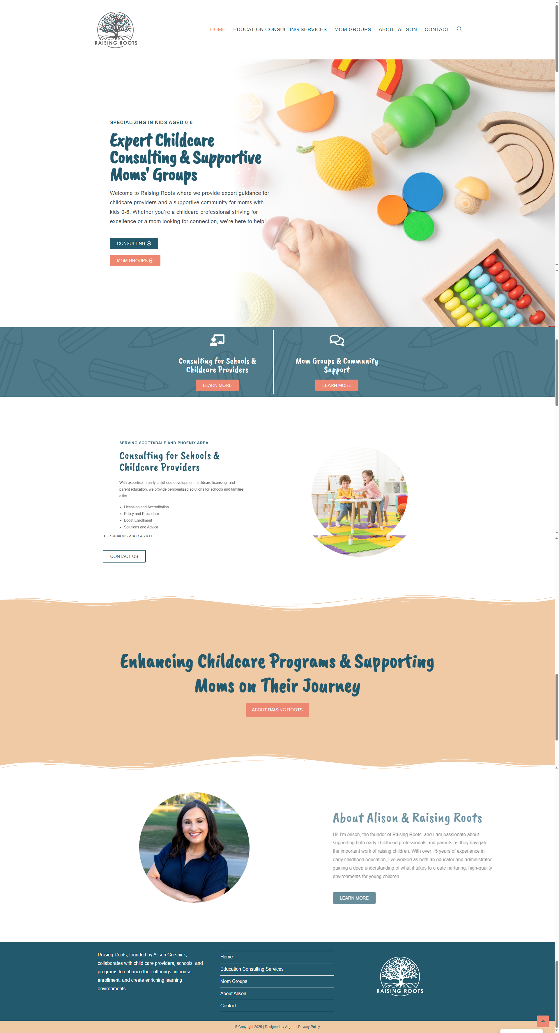 raising roots website design>